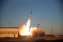 Image of a sounding rocket being launched from WFF