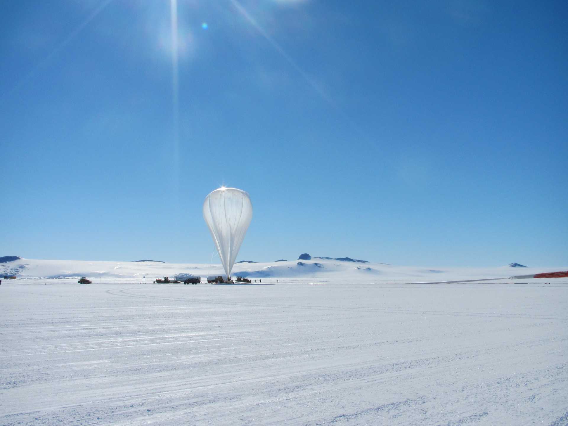 A NASA scientific balloon awaits launch in McMurdo, Antarctica. (Photography courtesy NASA/GSFC)