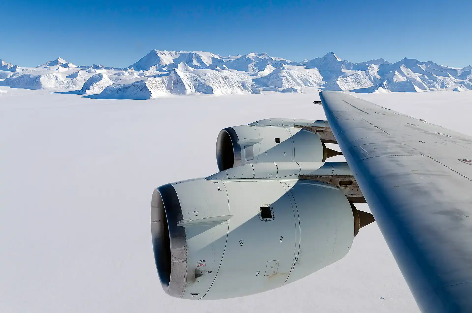 NASA's DC-8 flying laboratory passes Antarctica's tallest peak, Mount Vinson, on Oct. 22, 2012, during a flight over the continent to measure changes in the massive ice sheet and sea ice. Credit: NASA/Michael Studinger (Photography courtesy NASA Images)